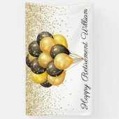 Gold Black White Glitter Retirement Spandoek (Verticaal)