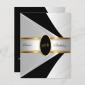 Gold Black White Invite 50e verjaardag Kaart (Voorkant / Achterkant)