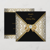 Gold Black White Jewel Damask Birthday Party 2 Kaart (Voorkant / Achterkant)