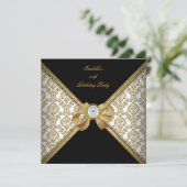 Gold Black White Jewel Damask Birthday Party 2 Kaart (Staand voorkant)