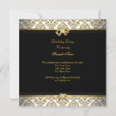 Gold Black White Jewel Damask Birthday Party 2 Kaart (Achterkant)