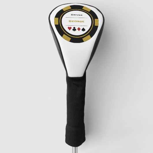 Gold Black White Las Vegas Casino Poker Chip Golfheadcover (Voorkant)