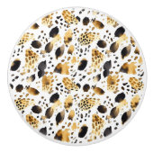 Gold Black White leopard Print Keramische Knop (Voorkant)