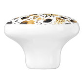 Gold Black White leopard Print Keramische Knop (Zijkant)