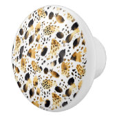 Gold Black White leopard Print Keramische Knop (Rechts)