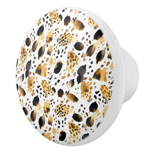 Gold Black White leopard Print Keramische Knop (Rechts)