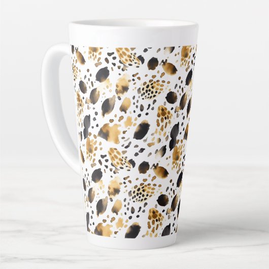 Gold Black White leopard Print Latte Mok (Linkerhoek)
