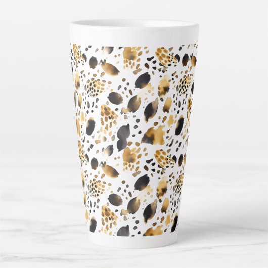 Gold Black White leopard Print Latte Mok (Voorkant)