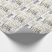 Gold Black White Love Cadeaupapier (Hoek)