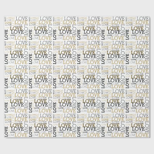 Gold Black White Love Cadeaupapier (Vlak)
