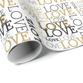 Gold Black White Love Cadeaupapier (Rol Hoek)