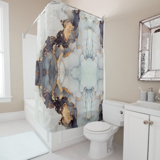 Gold Black White Marble  Douchegordijn (In situ)