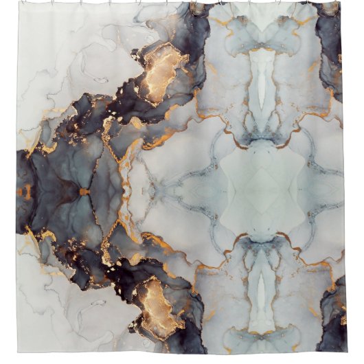 Gold Black White Marble  Douchegordijn (Voorkant)