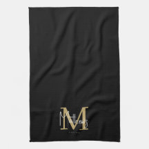 Gold Black White Monogram Familienaam