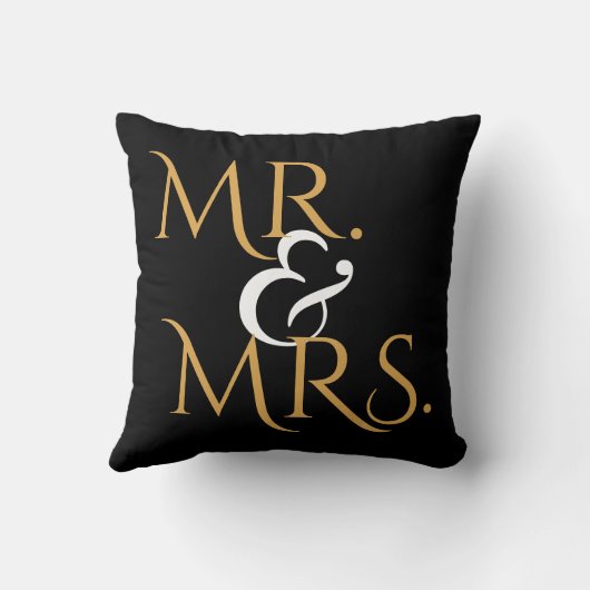 Gold Black White | Mr. & Mrs Wedding Kussen (Achterkant)