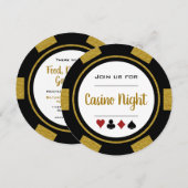 Gold Black White Poker Chip Casino Night Kaart (Voorkant / Achterkant)