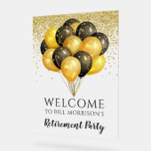 Gold Black White Retirement Party Acryl Bord (Hoek)