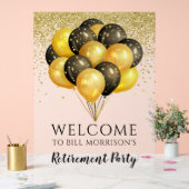 Gold Black White Retirement Party Acryl Bord (Huwelijk)