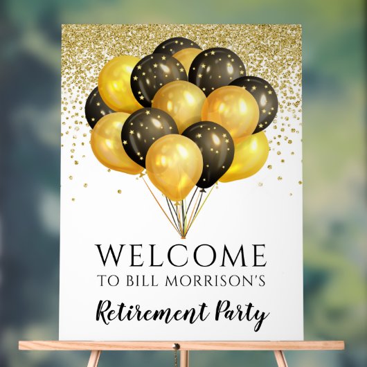 Gold Black White Retirement Party Acryl Bord (Neutraal)