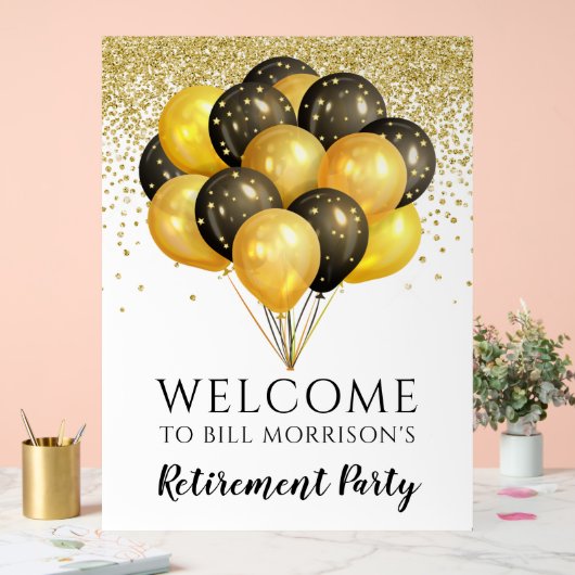Gold Black White Retirement Party Acryl Bord (Huwelijk)