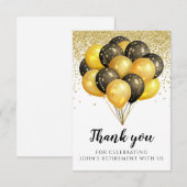 Gold Black White Retirement Party Bedankkaart (Voorkant / Achterkant)