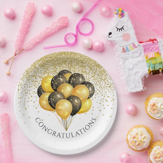 Gold Black White Retirement Party Papieren Bordje (Feest)