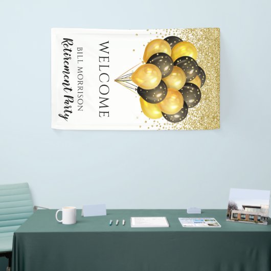 Gold Black White Retirement Party-schuimbord Spandoek (Beurs)