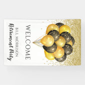 Gold Black White Retirement Party-schuimbord Spandoek (Horizontaal)