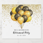 Gold Black White Retirement Party Sparkling Wijnetiket (Enkel label)