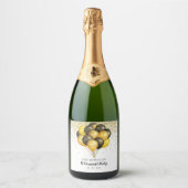 Gold Black White Retirement Party Sparkling Wijnetiket (Voorkant)