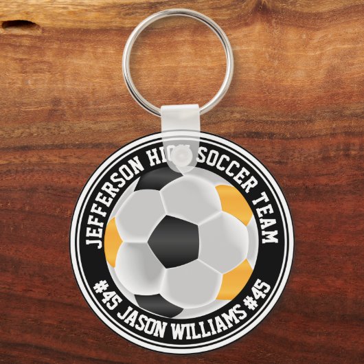 Gold, Black & White Soccer ⚽ Sleutelhanger (Achterkant)