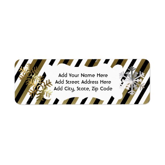 Gold, Black, White Stripe Return Address Label (Voorkant)