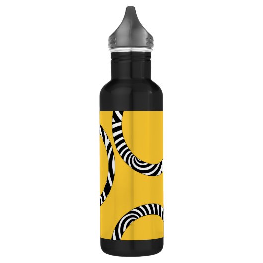 Gold Black White Stripes & Circles Waterfles (Links)