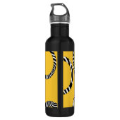 Gold Black White Stripes & Circles Waterfles (Achterkant)