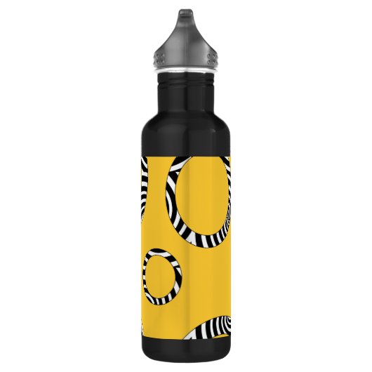 Gold Black White Stripes & Circles Waterfles (Rechts)