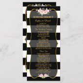 Gold Black White Stripes Flowers Wedding Program Programmakaart (Voorkant / Achterkant)