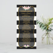 Gold Black White Stripes Flowers Wedding Program Programmakaart (Staand voorkant)
