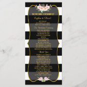 Gold Black White Stripes Flowers Wedding Program Programmakaart (Voorkant)