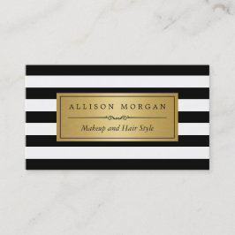 Gold Black White Stripes Herinneringskaart Afsprakenkaartje