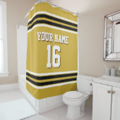 Gold Black White Stripes Sports Jersey Douchegordijn (In situ)