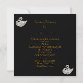 Gold Black White Swan Elegant Birthday Party Kaart (Achterkant)