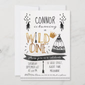 Gold Black Wild One Boys 1e verjaardag Uitnodiging (Voorkant)