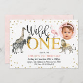 Gold Black Wild One Safari Animals, op zaterdag fo Kaart (Voorkant / Achterkant)