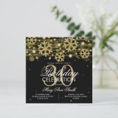 Gold Black Winter Glitter Glam 30th Birthday Kaart (Staand voorkant)