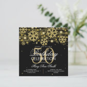 Gold Black Winter Glitter Glam 50th Birthday Kaart (Staand voorkant)