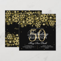 Gold Black Winter Glitter Glam 50th Birthday