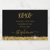 Gold Black XOXO Hartelijk dank voor uw persoonlijk Likeurfles Etiket (Enkel label)