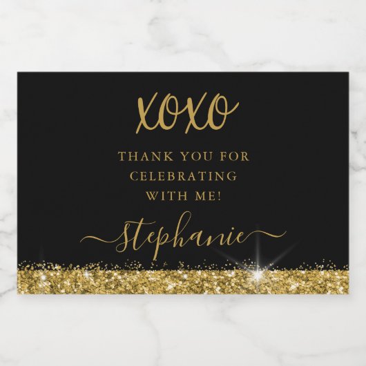 Gold Black XOXO Hartelijk dank voor uw persoonlijk Likeurfles Etiket (Enkel label)