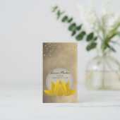 Gold Black Yoga Instructor Lotus Flower Holistic B Visitekaartje (Staand voorkant)
