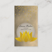 Gold Black Yoga Instructor Lotus Flower Holistic B Visitekaartje (Voorkant)